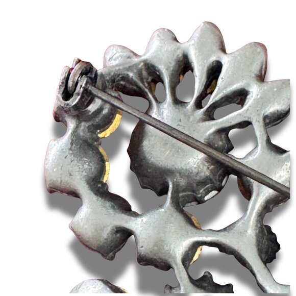 Vintage Green Brooch | UK Aurora Borealis Rhinestone. Crystal Statement Pin - Picture 7 of 12